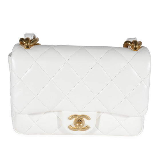 Chanel Handbags - Chanel White Quilted Lambskin Small Funky Town Flap Bag